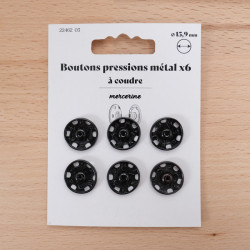 Bouton Pression taille 15,9MM noir laqué