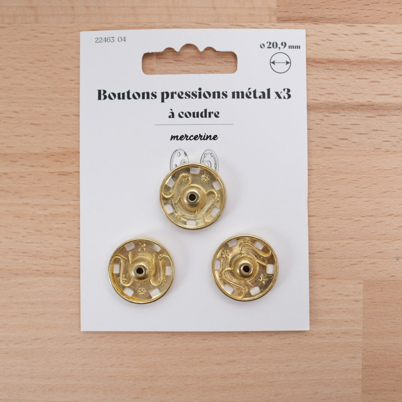 Bouton Pression taille 20,9MM or