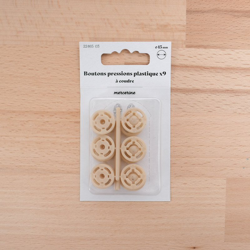 Bouton Pression taille 15MM beige