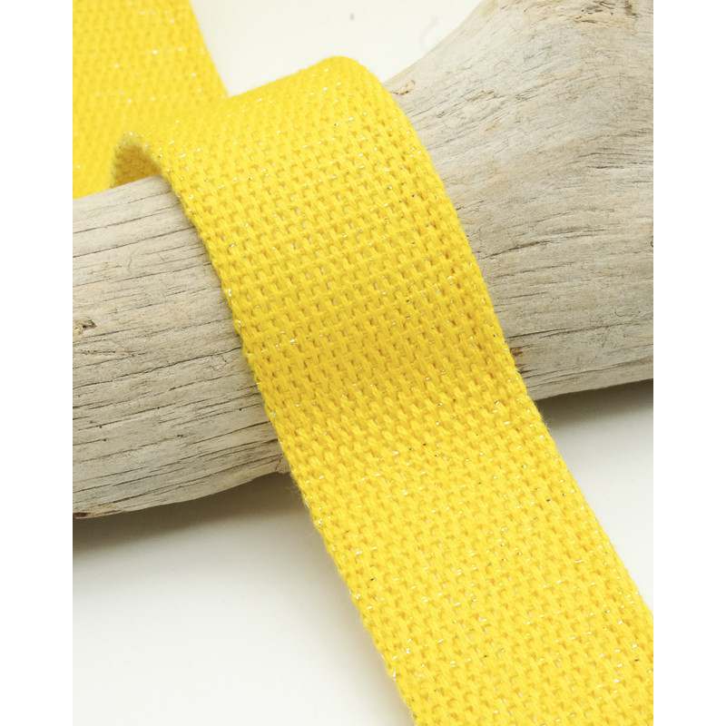 Sangle Coton Lurex Argent 30MM jaune