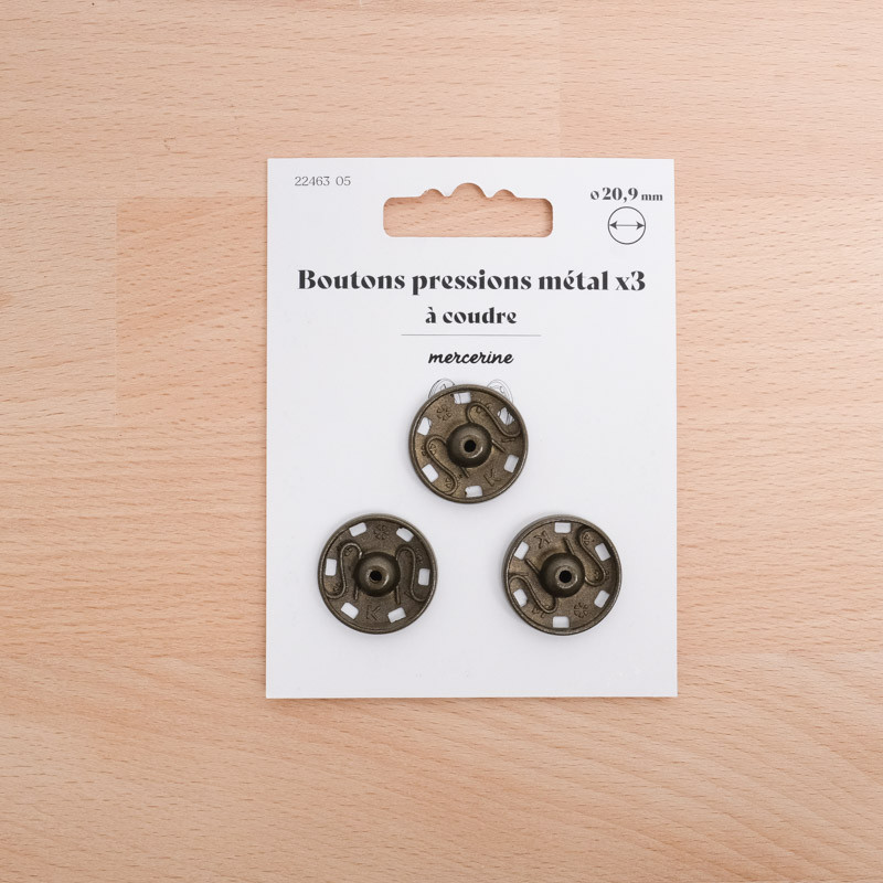 Bouton Pression taille 20,9MM vieux bronze