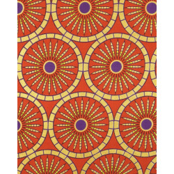 Tissu Wax lurex cercles rouge et jaune