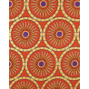 Tissu Wax lurex cercles rouge et jaune