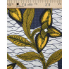 Tissu Wax graphique feuilles jaune