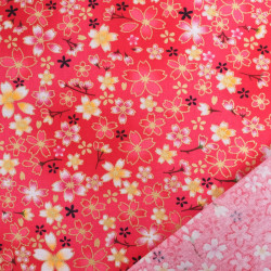 Coton Imprimé Lurex sakura rouge