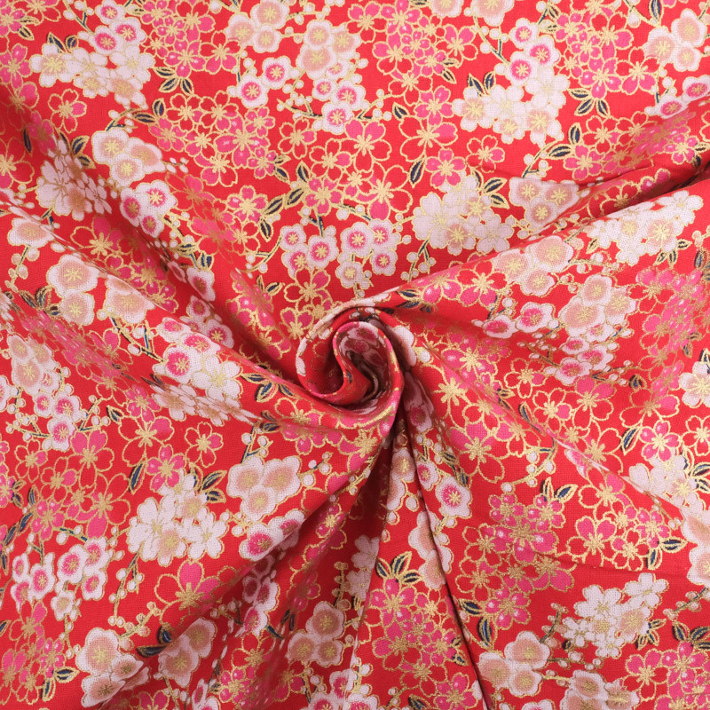 Coton Imprimé Lurex flowers rouge