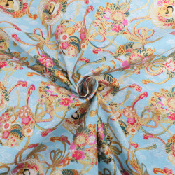 Coton Imprimé Lurex asian spirit bleu