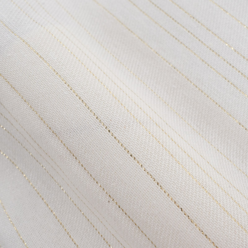 Tissu Nappage Noël Ecru Rayures Lurex Dorées - 280cm - Maison Klem