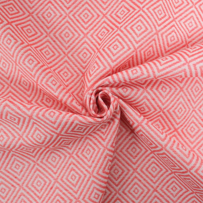 Tissu Jacquard Motif Losange Corail - Maison Klem