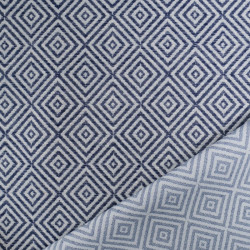 Tissu Jacquard Motif Losange Bleu Marine - Maison Klem