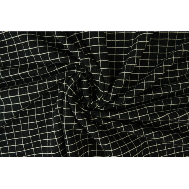 Cotton jersey checks 12 black